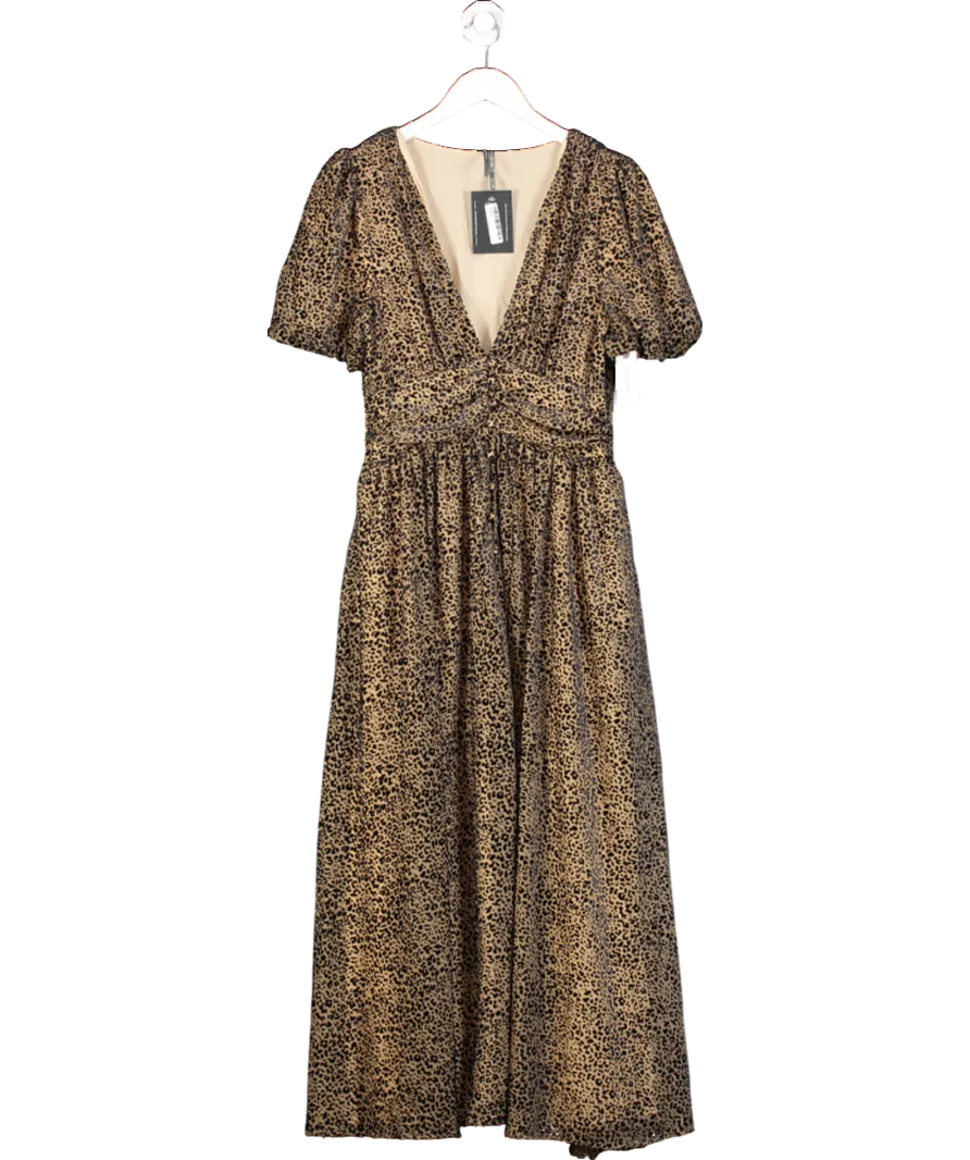 Anthropologie brown The Katerina Button-Front Dress UK 12