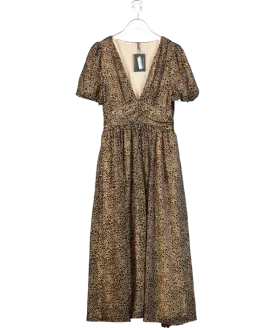 Anthropologie brown The Katerina Button-Front Dress UK 12