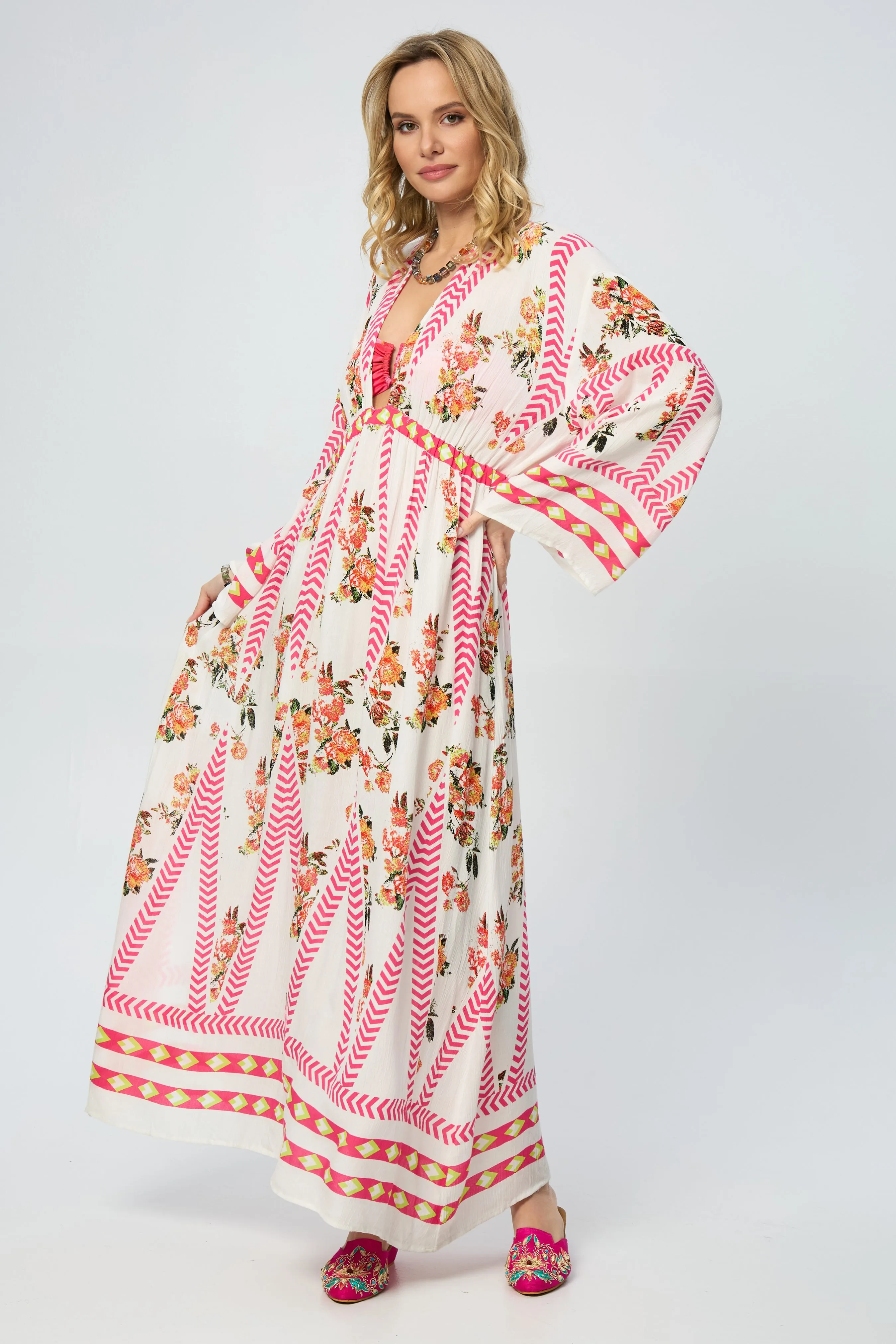 Aztec Floral Keyhole Kaftan