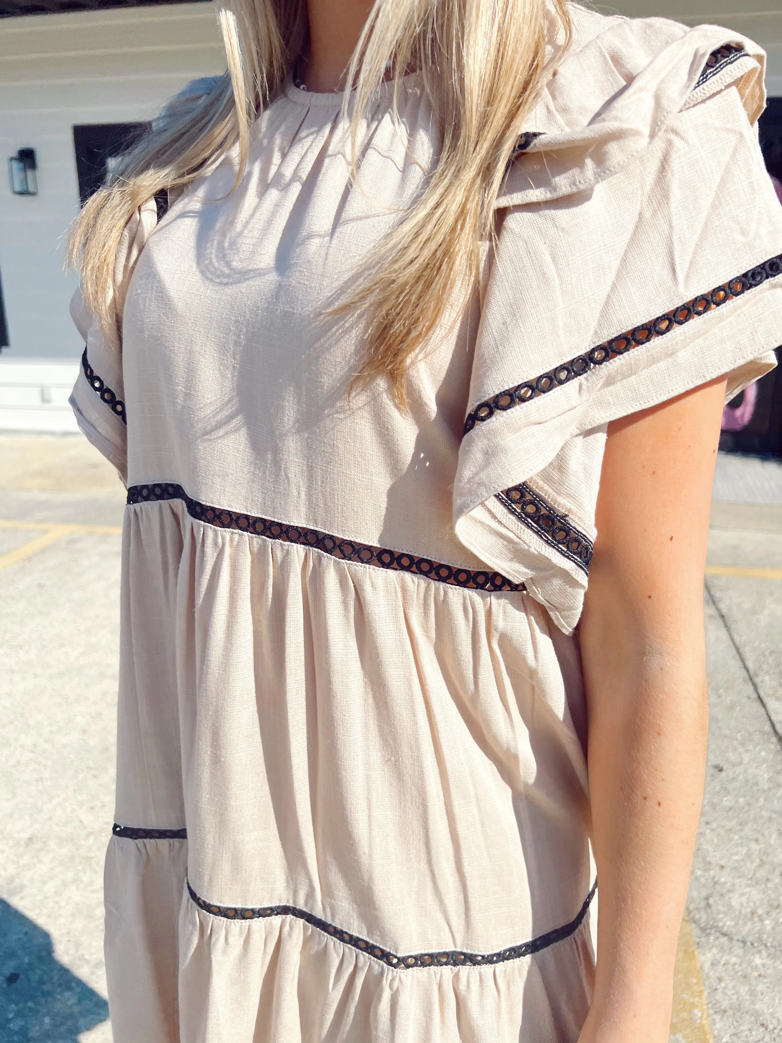 Big Dreams Lace Trim Mini Dress