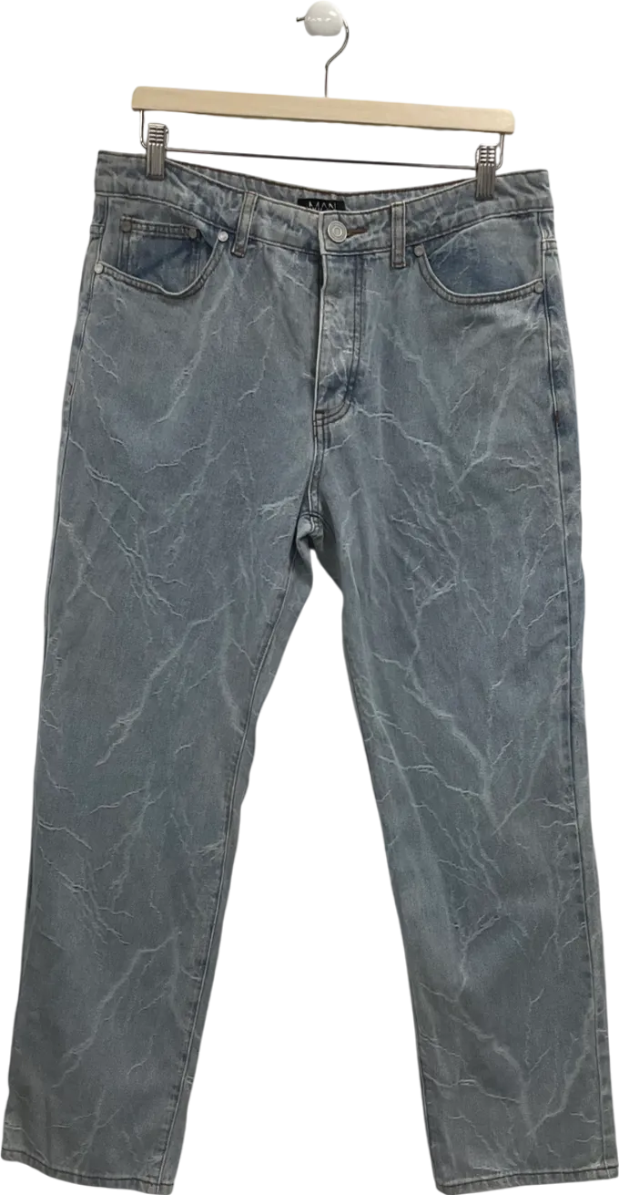 boohooMan Blue Lightning Wash Jeans W34