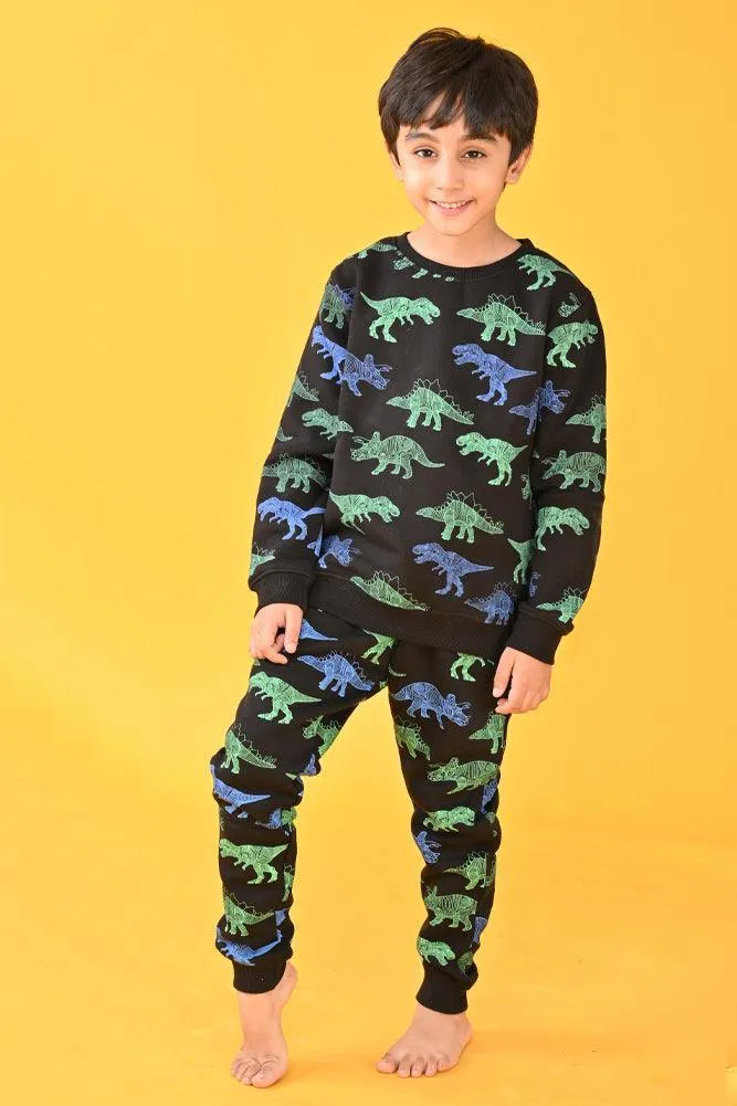 DINOSAUR BOYS BLACK JOGGER (FLEECE)
