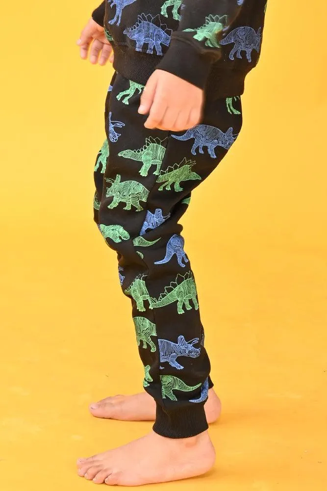 DINOSAUR BOYS BLACK JOGGER (FLEECE)