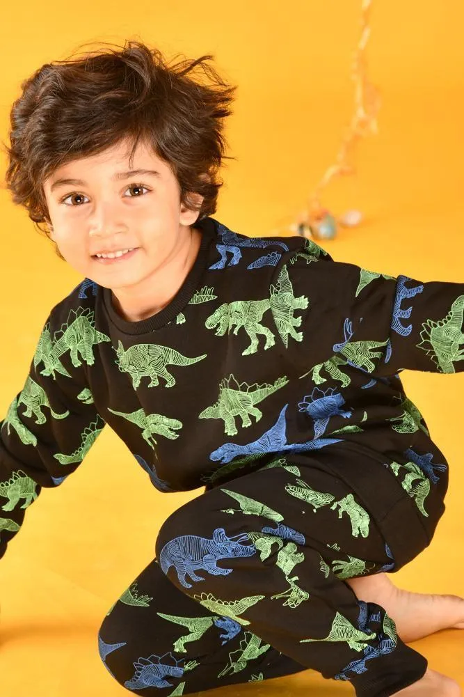 DINOSAUR BOYS BLACK SWEATSHIRT (FLEECE)