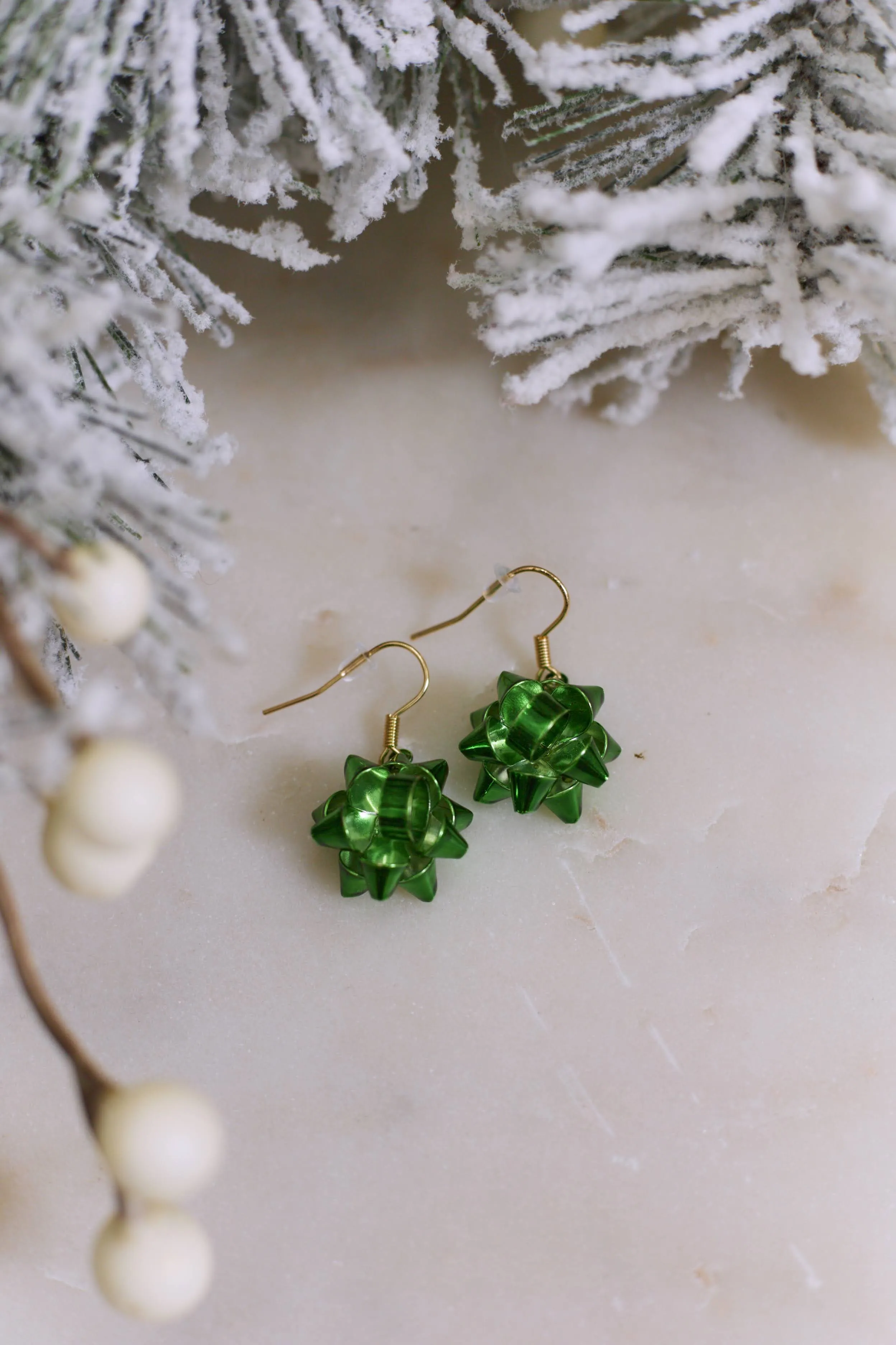 Fa-Bow-Lous Gift Bow Drop Earrings - Green