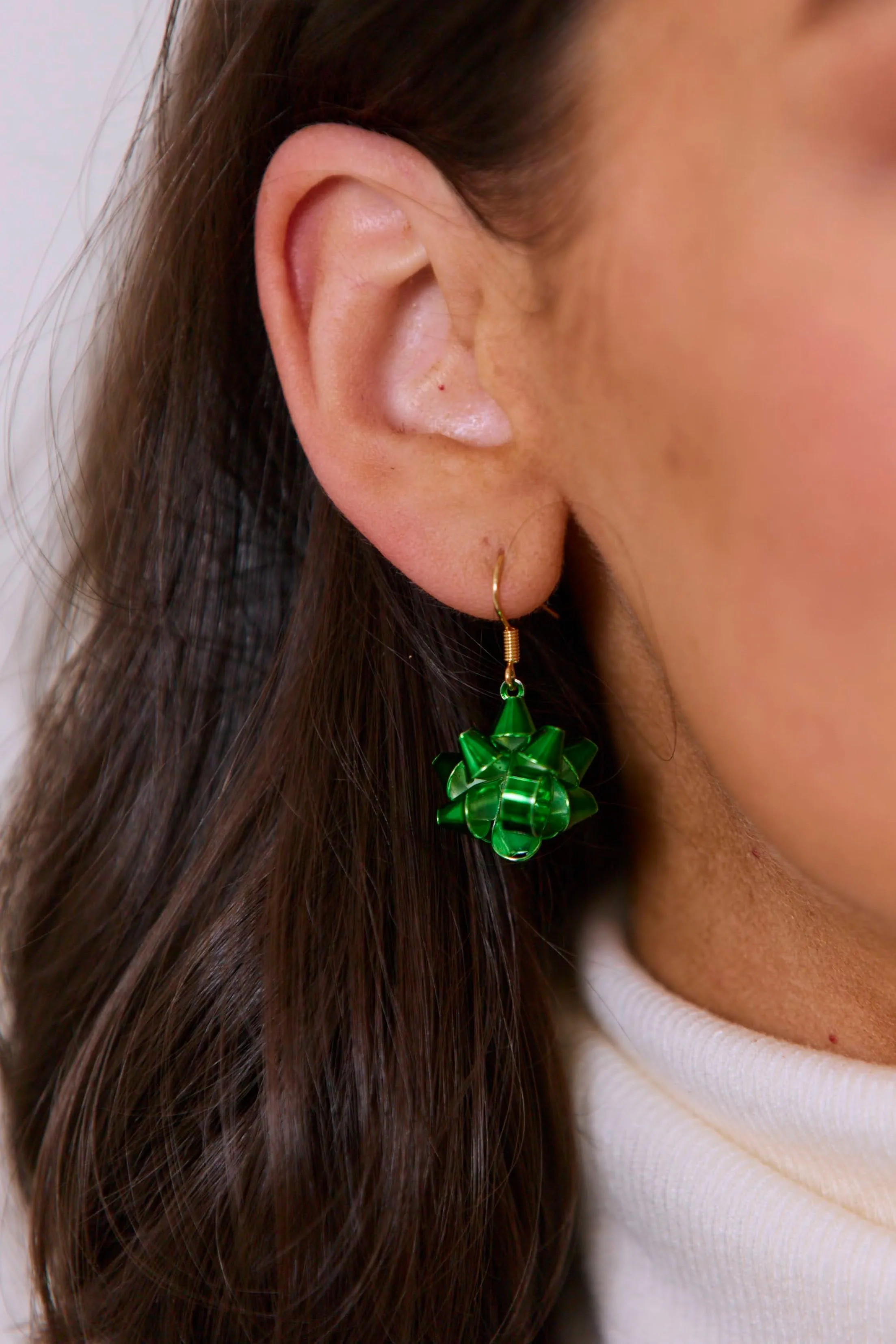 Fa-Bow-Lous Gift Bow Drop Earrings - Green