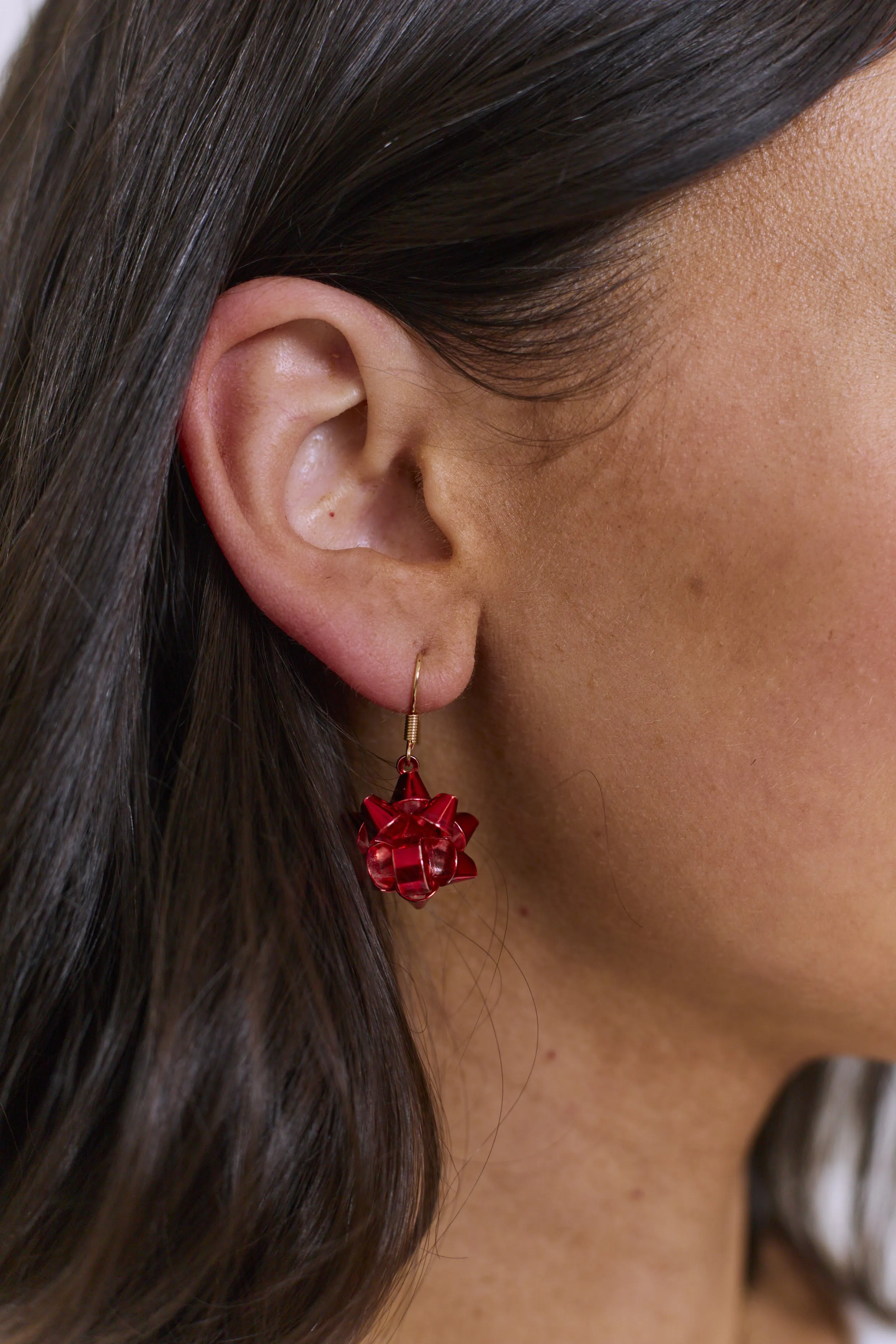 Fa-Bow-Lous Gift Bow Drop Earrings - Red