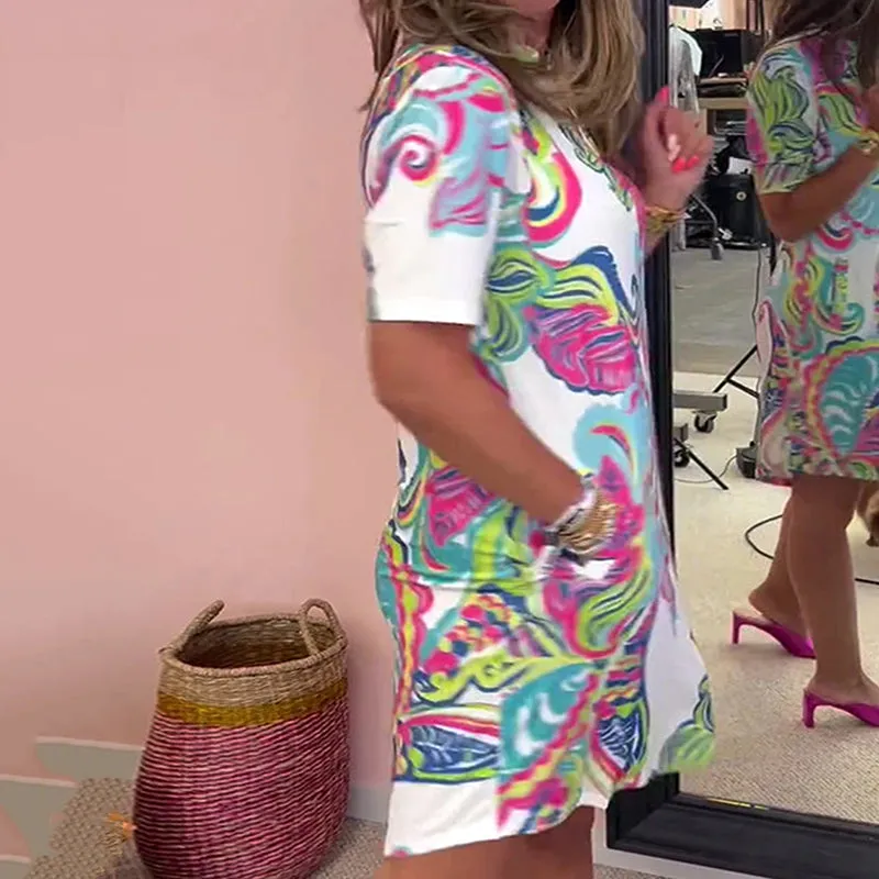 Limited Time Offer 49% OFFWomen Colorful Printed V-Neck Dress