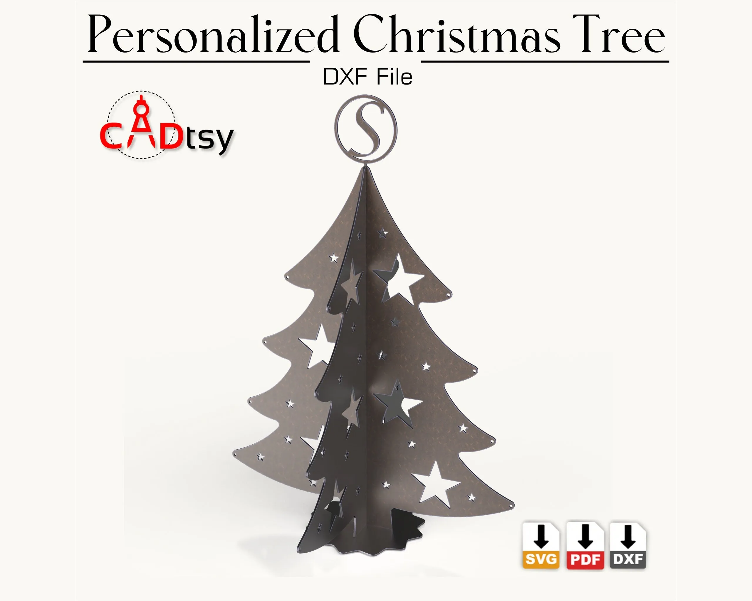 Personalized Christmas Tree DXF / SVG - Laser Cutting Files. Full Alphabet A-Z