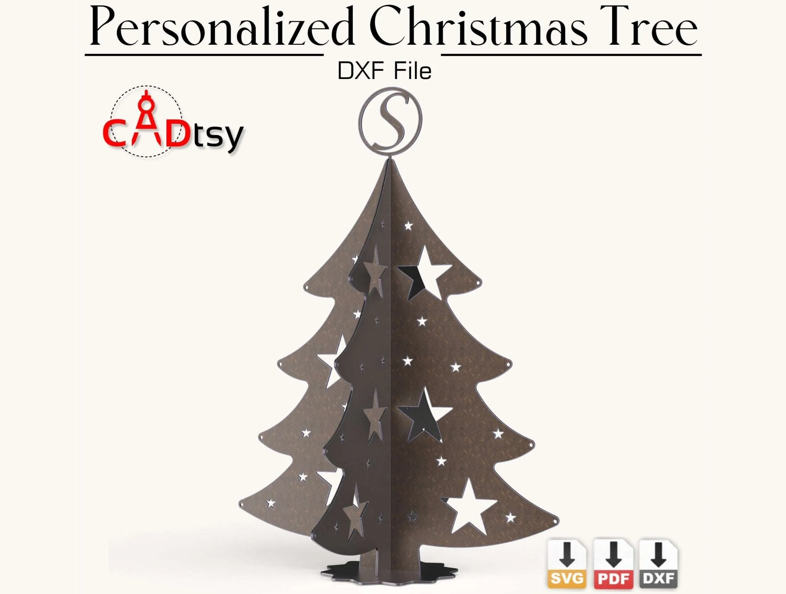 Personalized Christmas Tree DXF / SVG - Laser Cutting Files. Full Alphabet A-Z