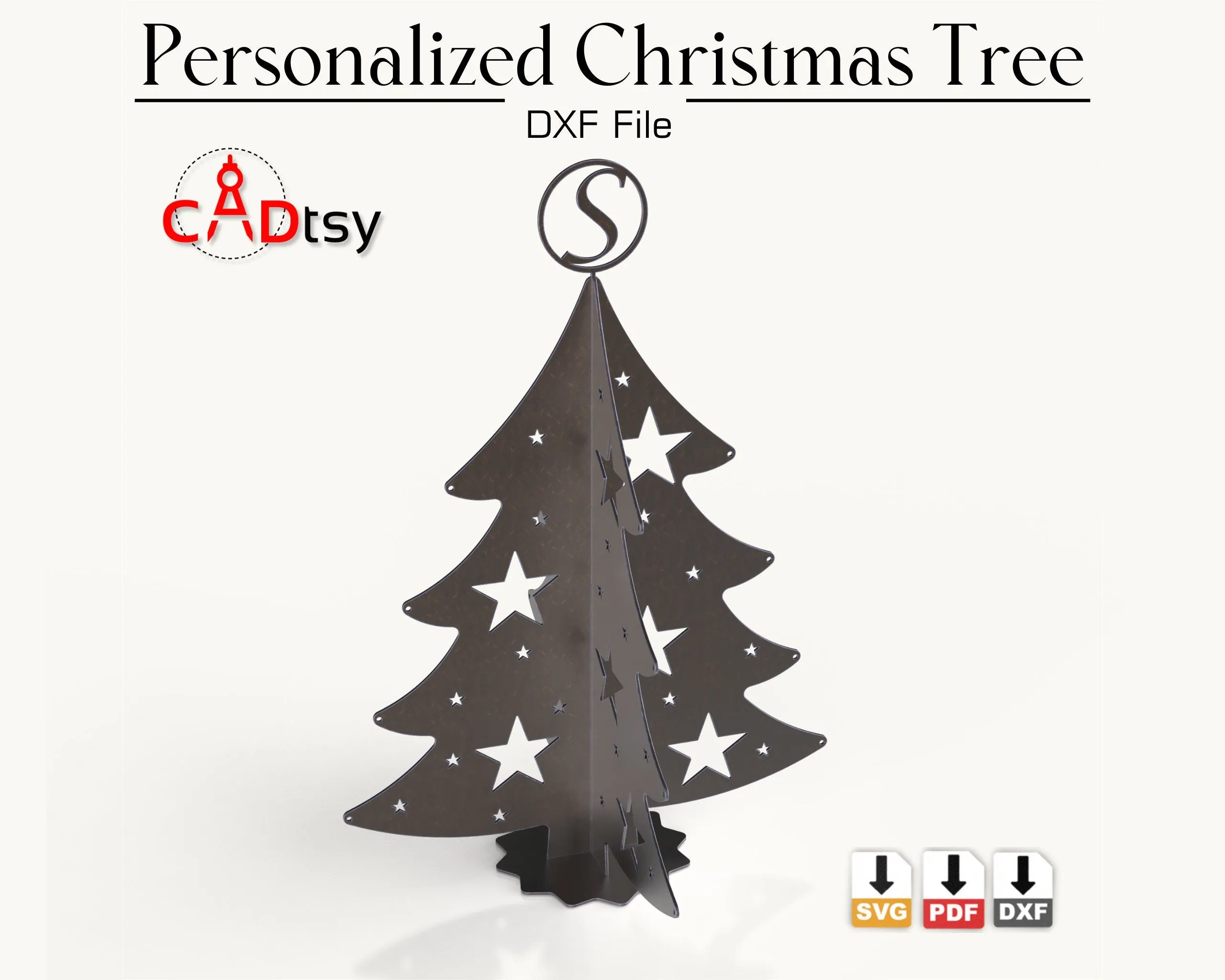 Personalized Christmas Tree DXF / SVG - Laser Cutting Files. Full Alphabet A-Z