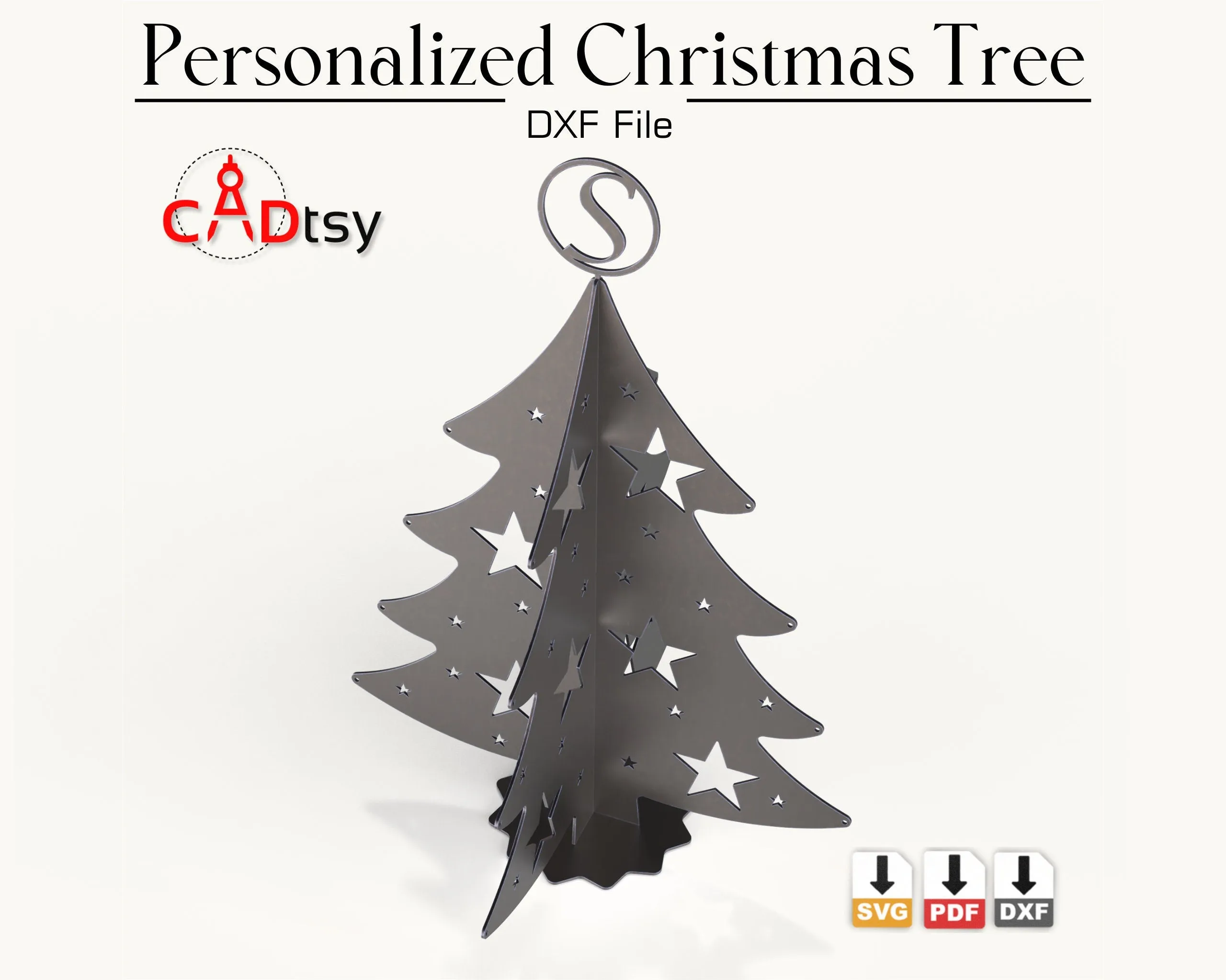 Personalized Christmas Tree DXF / SVG - Laser Cutting Files. Full Alphabet A-Z