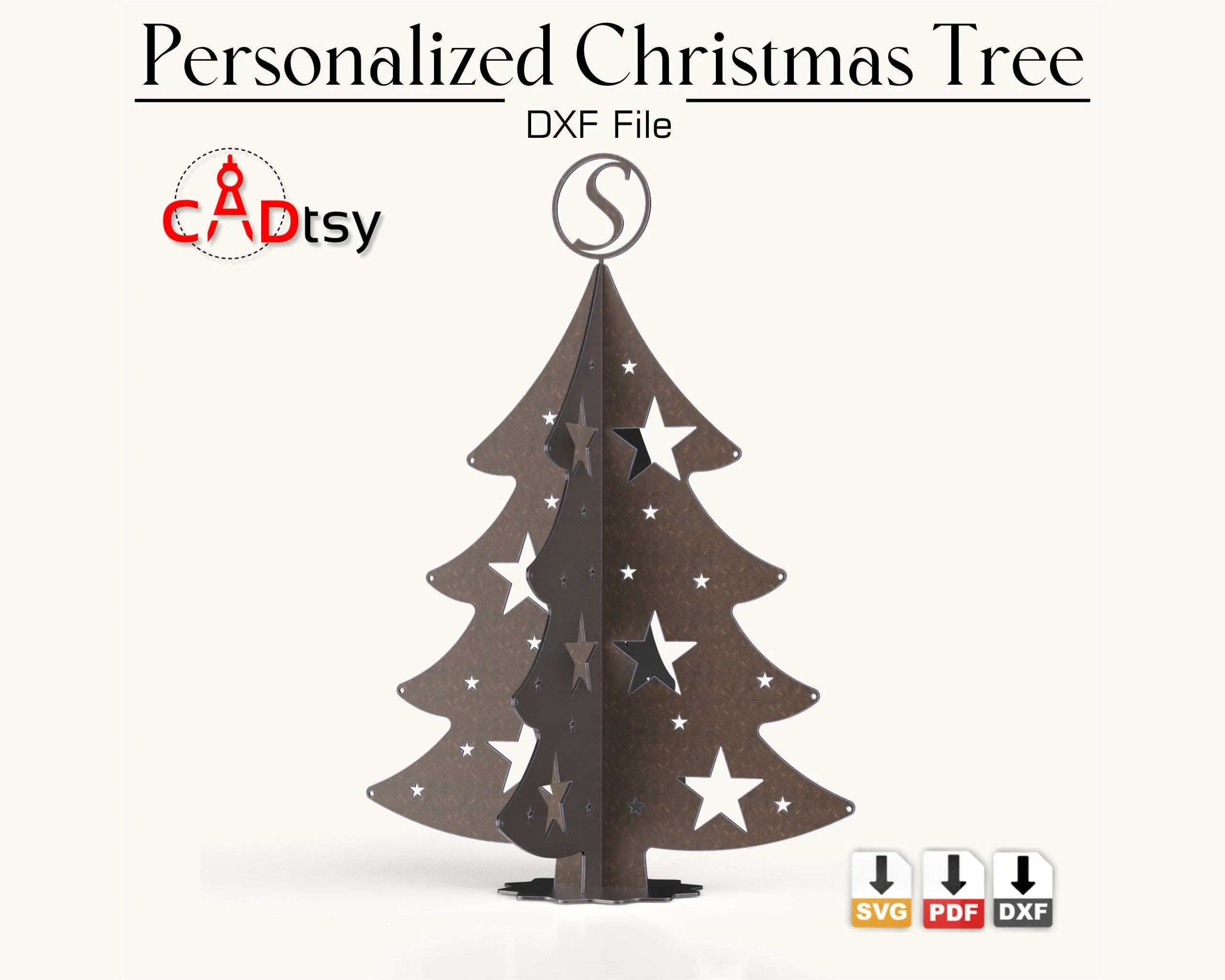 Personalized Christmas Tree DXF / SVG - Laser Cutting Files. Full Alphabet A-Z