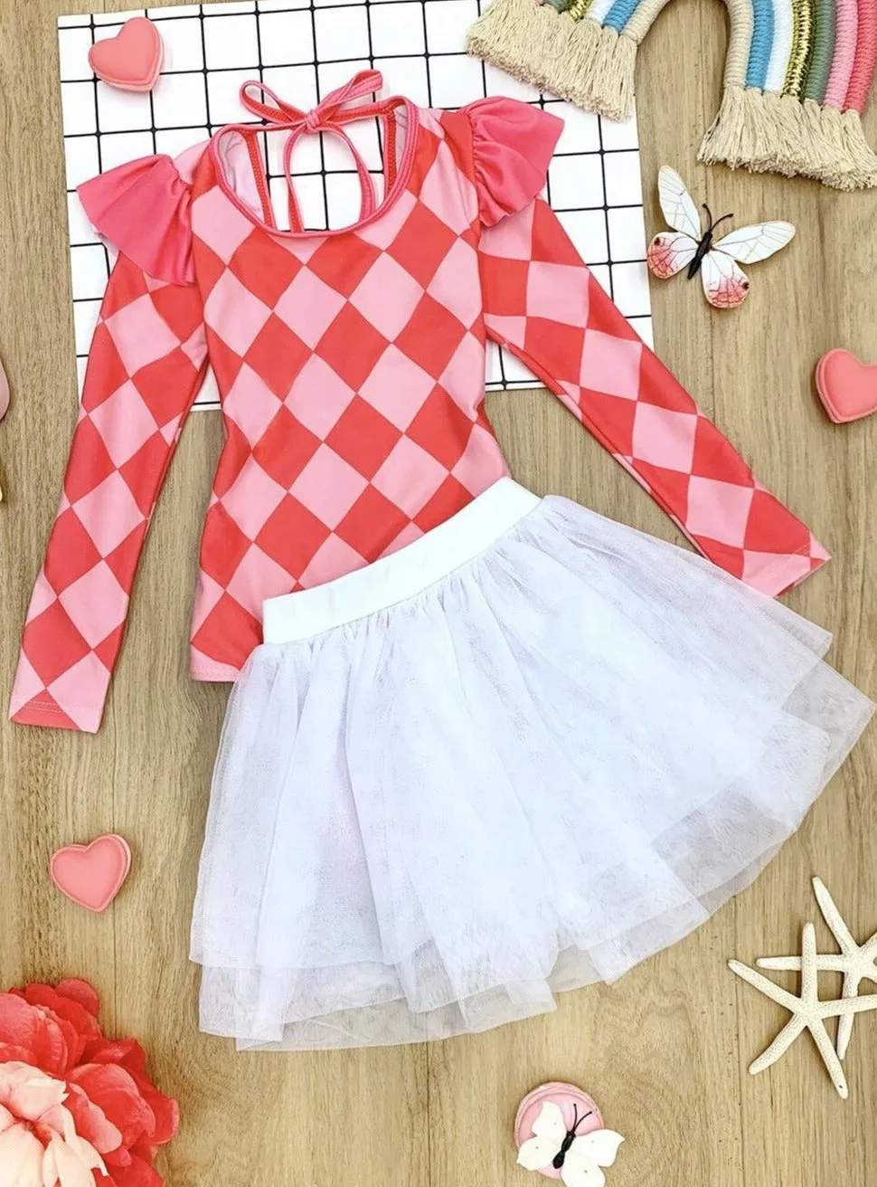 Plaid Diva One Piece Swimsuit And Tutu Skirt Set