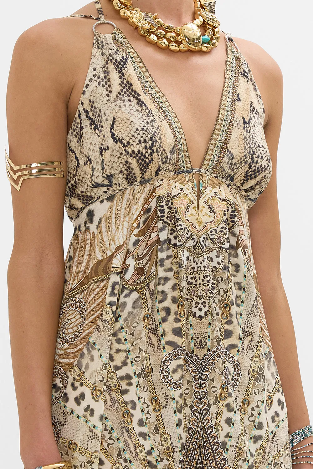 SHORT FLARED DRESS WITH HARDWARE THE THRONE ROOM