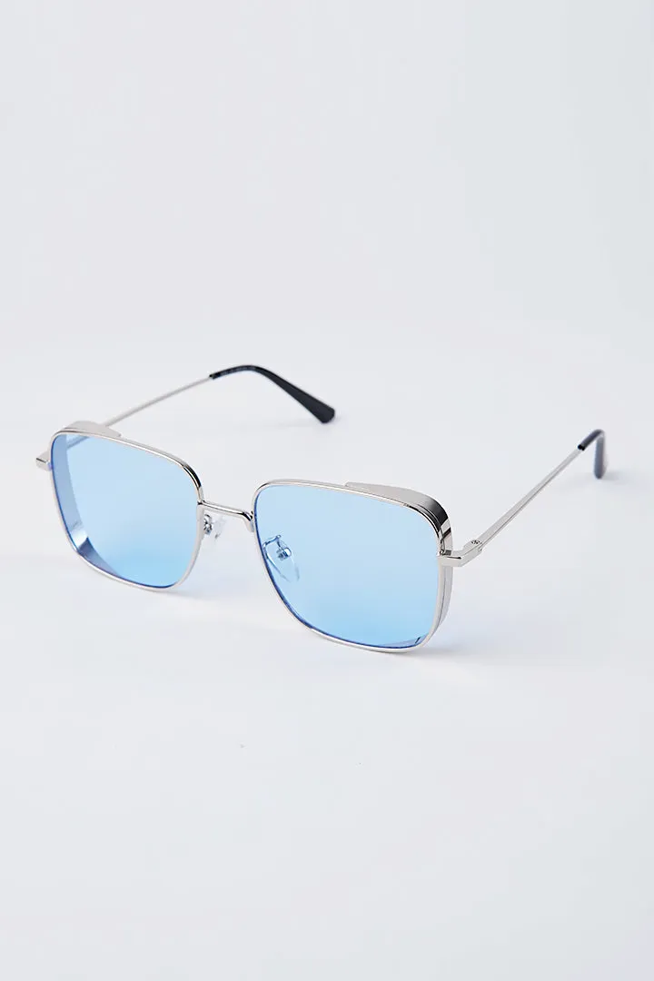 Steampunk Square Sunglasses - Sky Blue