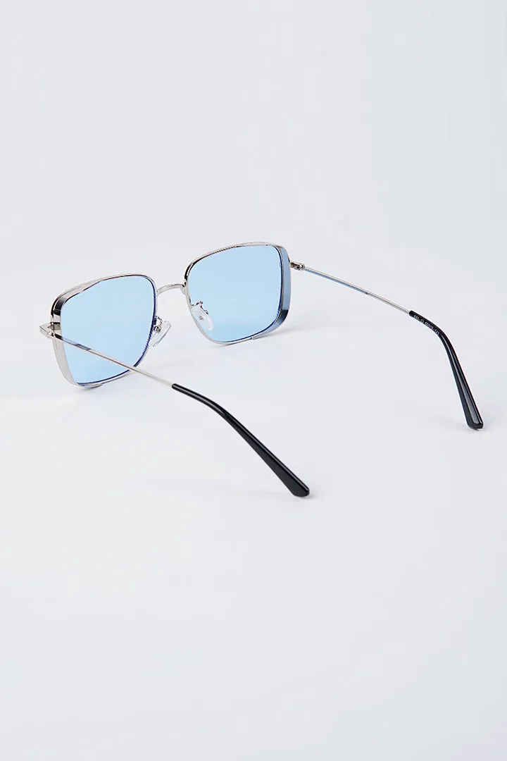 Steampunk Square Sunglasses - Sky Blue