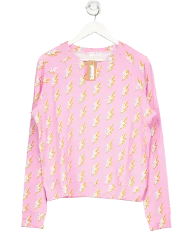 Stripe & Stare Pink Lightning Print Lounge Top UK M