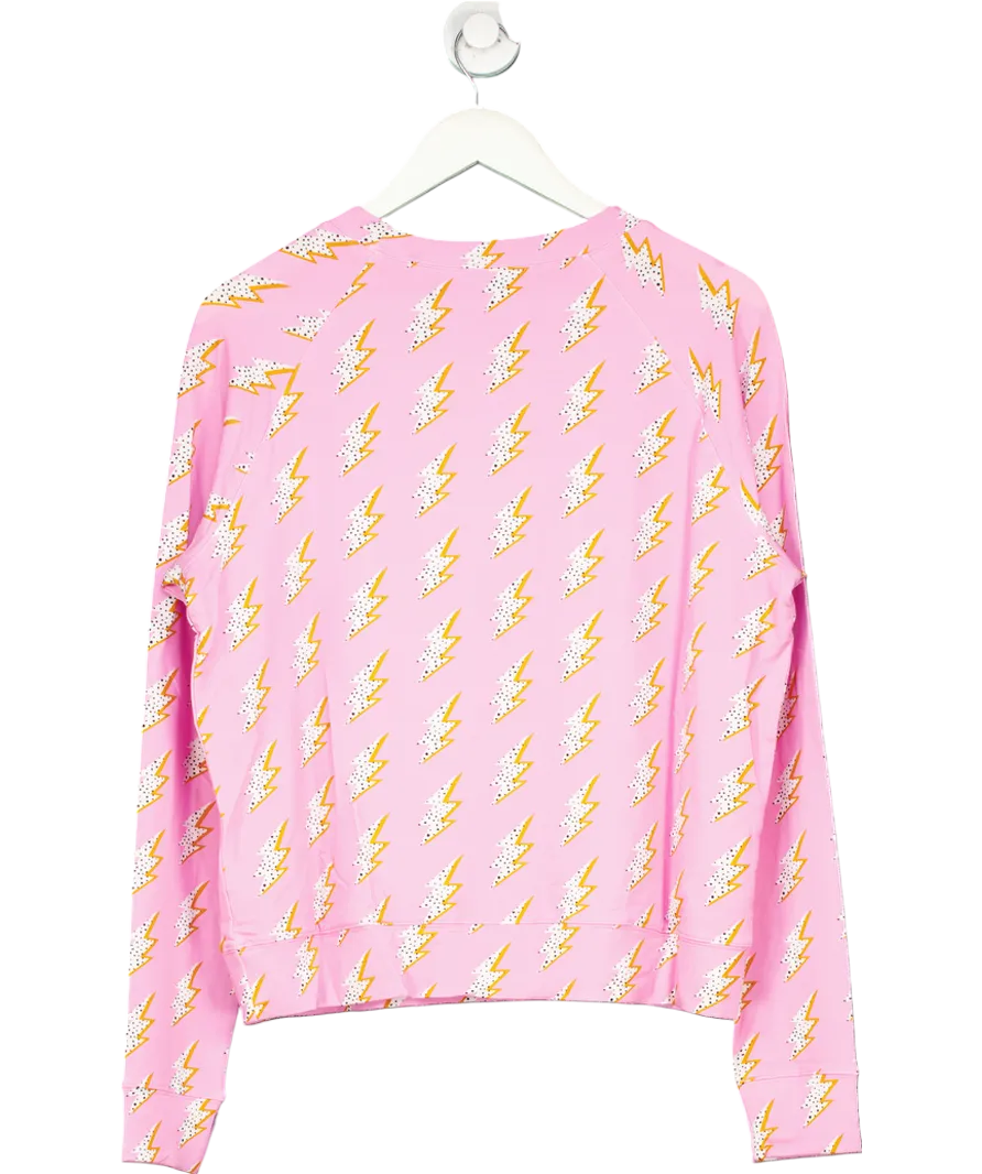 Stripe & Stare Pink Lightning Print Lounge Top UK M