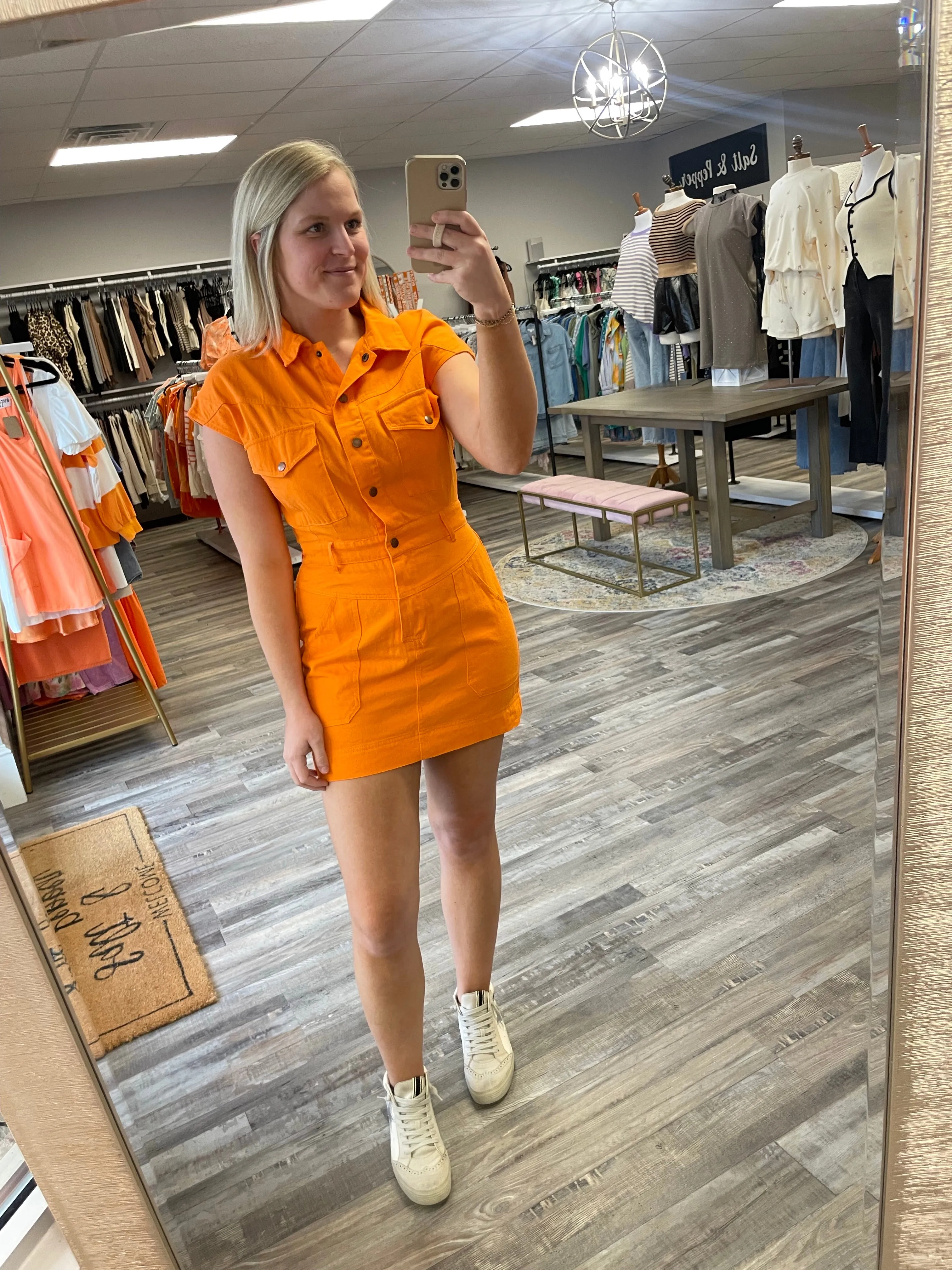 Utility Collared Dress - Orange